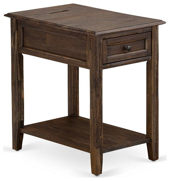 Night Stand, 1 Wood Drawer, Stable, Sturdy Constructed Distressed Jacobean