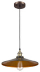 Ironclad  1-Light Rubbed Bronze Ceiling Mini Pendant 14" Shade