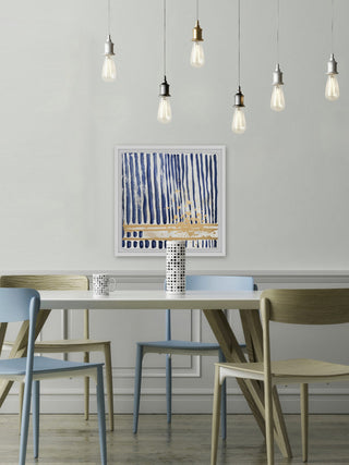 "Blue Verticals" Framed Painting Print, 24"x24"