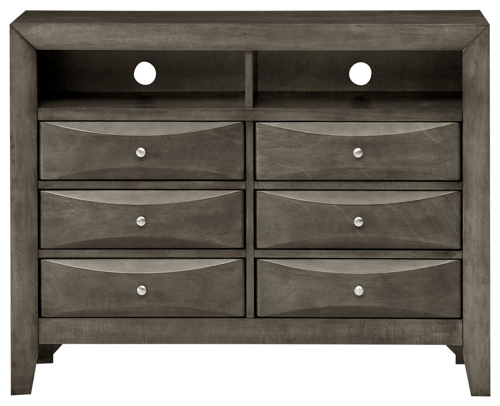 Marilla Gray 6 Drawer Chest of Drawers, 47"x17"x37"