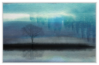 "Mystic Teal" Framed Painting Print, 24"x16"