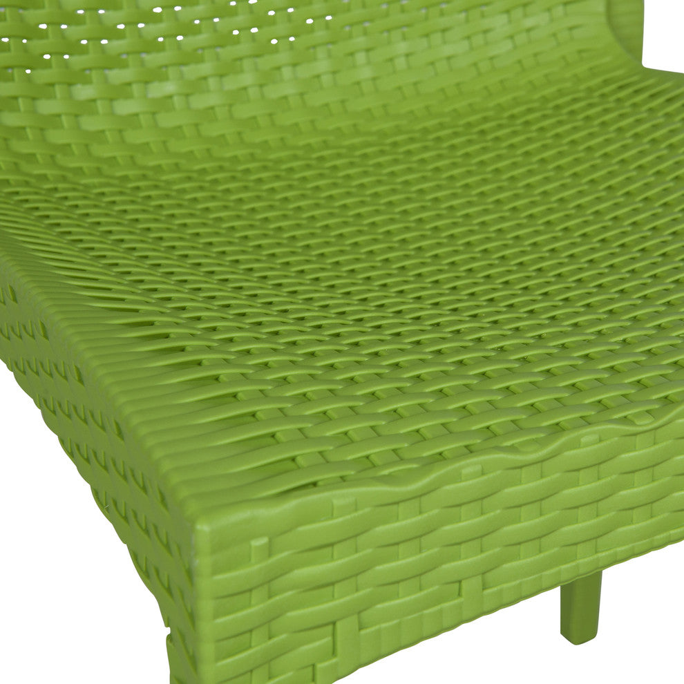 Leisuremod Weave Mace Indoor Outdoor Patio Chair, Set of 2, Green