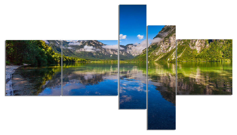 Bohinj Lake in Triglav National Park, Landscape Canvas Print, 60"x32", 5 panels