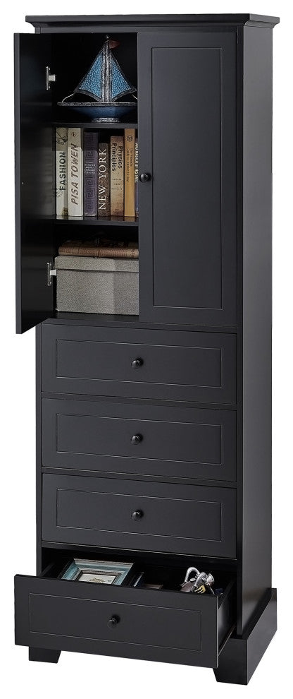 Gewnee Storage Cabinet with 2 Doors and 4 Drawers for Bathroom