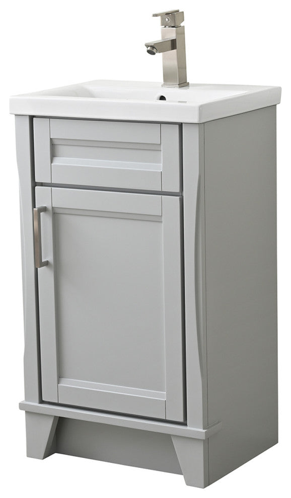 20" Single Sink Vanity With White Ceramic Sink Top, Light Gray