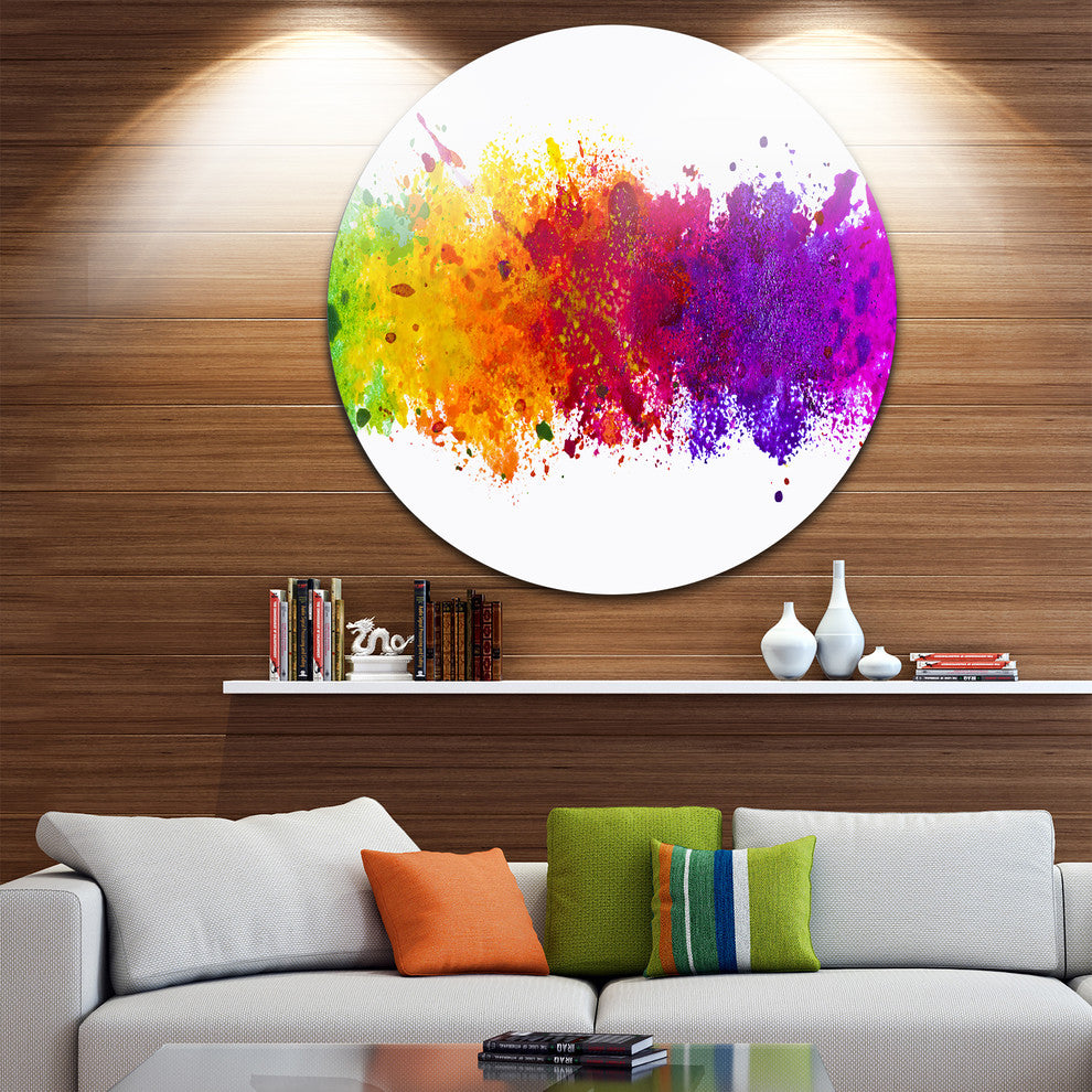 Artistic Watercolor Splash, Abstract Round Metal Wall Art, 23"