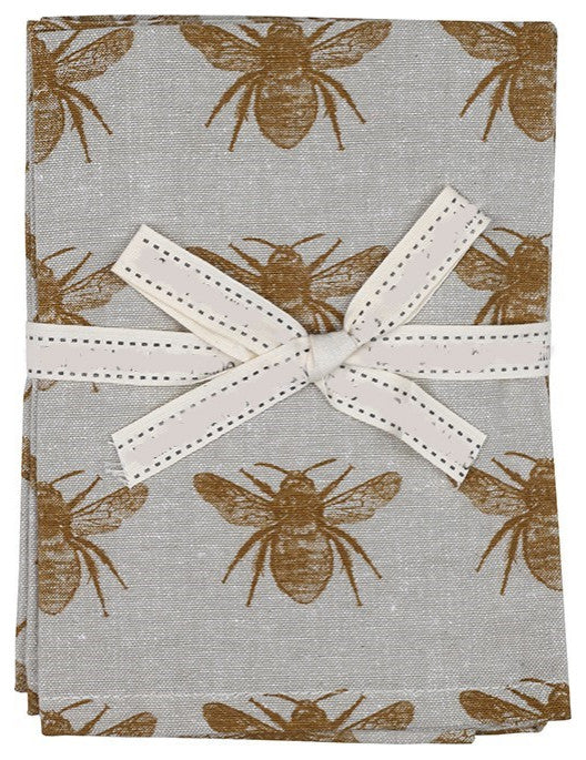 Set of Eight Pale Yellow Bumble Bee Napkins