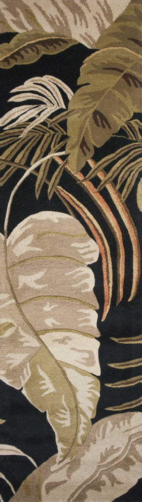 HomeRoots 2' x 8' Midnight Leaves Wool Runner Rug