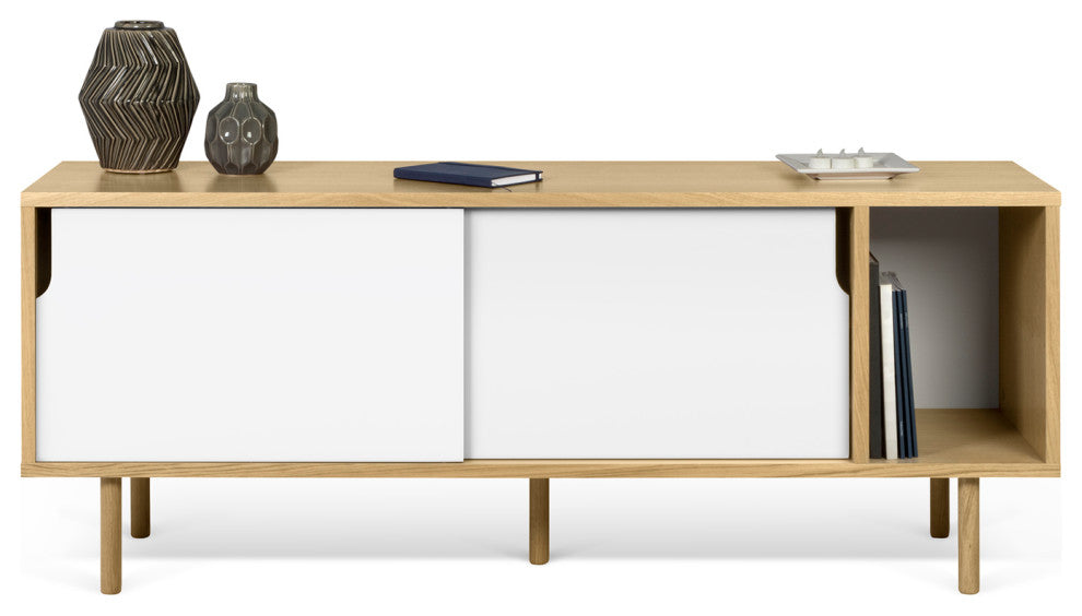 Modern Two Tone Wood Sideboard, Oak White, Oak Leg