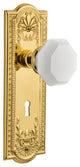 Meadows Plate with Keyhole Privacy Waldorf White Milk Glass Knob