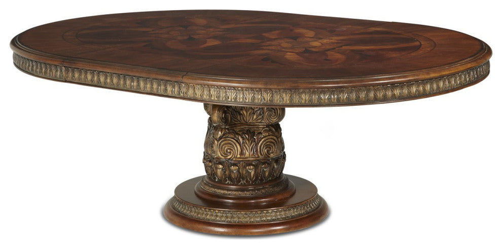Aico Amini Villa Valencia Round Dining Table in Classic Chestnut