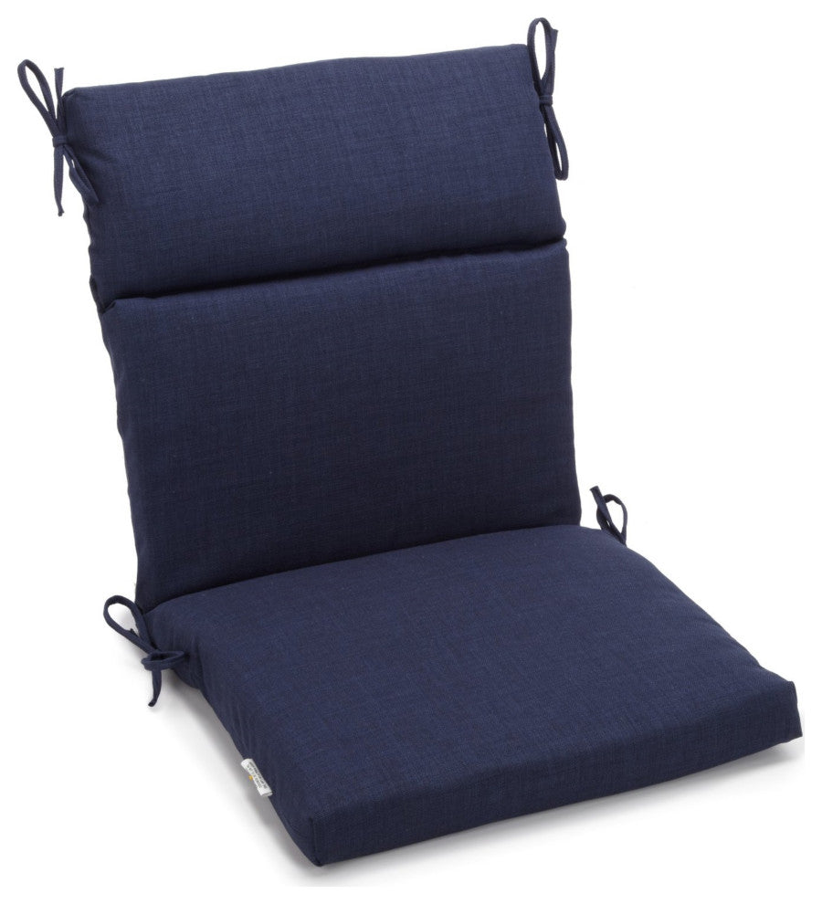 22"X45" Spun Polyester Solid Outdoor Squared Seat/ Back Chair Cushion, Azul
