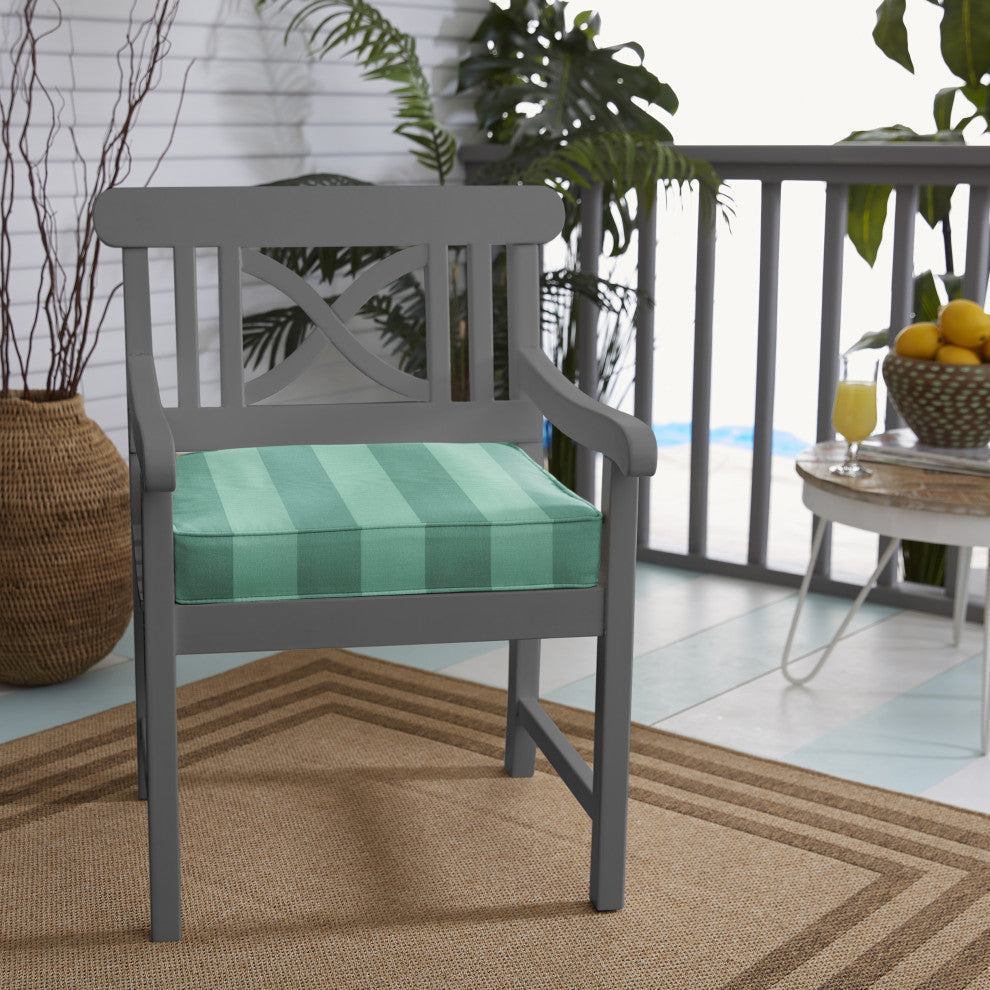 Sorra Home Outdoor/Indoor Corded Chair Cushion, Green, 20"x20"x2"