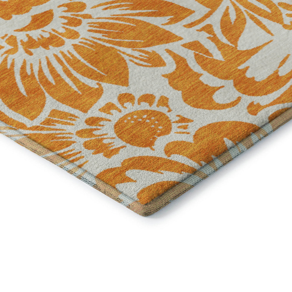 Premium Machine Washable Mayfield AMF551 Orange 3' x 5' Rug