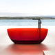 Vanity Art Freestanding Soaking Stone Resin Bathtub, Pure Resin Red, Small