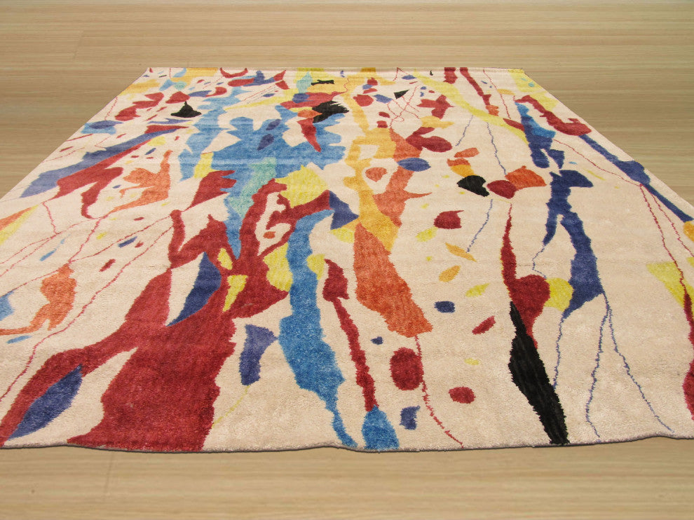 Ivory Contemporary Abstract Bamboo Picaso Area Rug