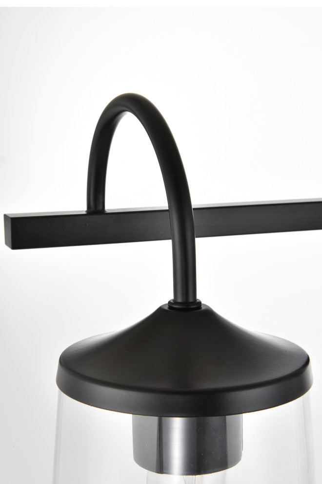3 Light Black And Clear Bath Sconce