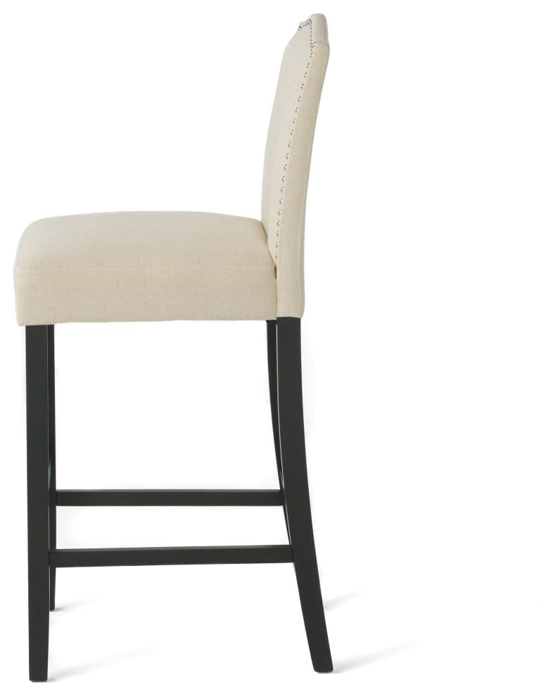 GDF Studio Auburn Ivory Fabric Backed Bar Stools, Set of 2