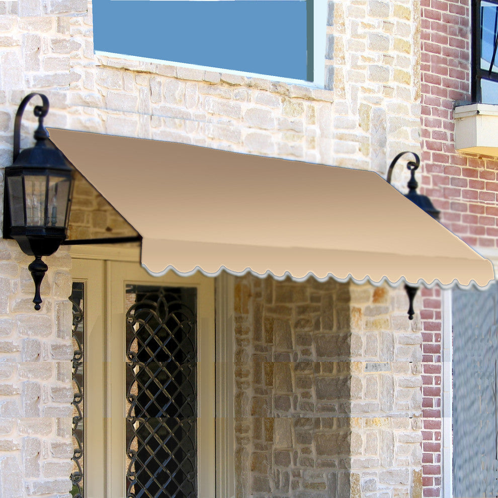 Awntech 5' Dallas Retro Acrylic Fabric Fixed Awning, Linen