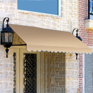 Awntech 5' Dallas Retro Acrylic Fabric Fixed Awning, Linen