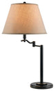 150W Dana Swing Arm Table Lamp, Dark Bronze Finish, Off White Shade
