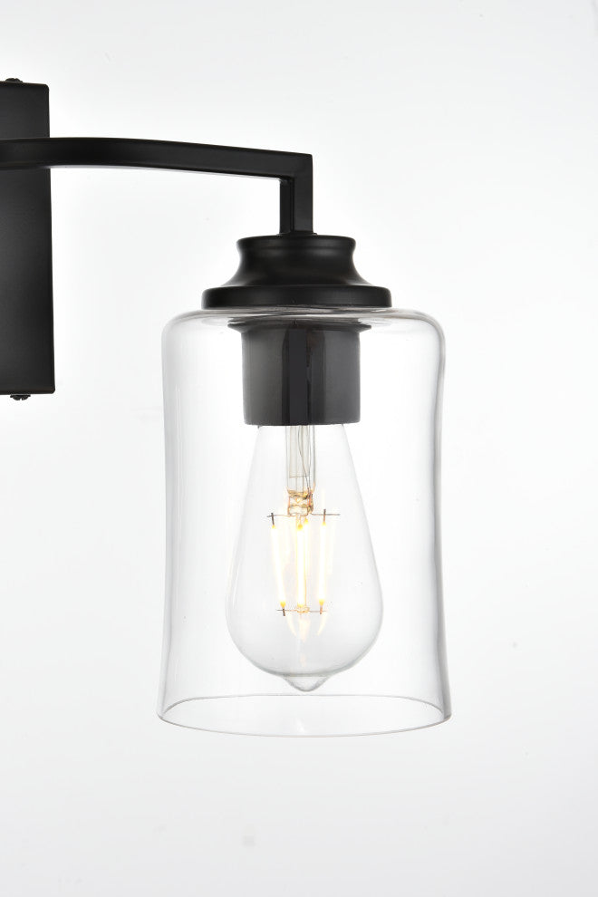 2 Light Black And Clear Bath Sconce