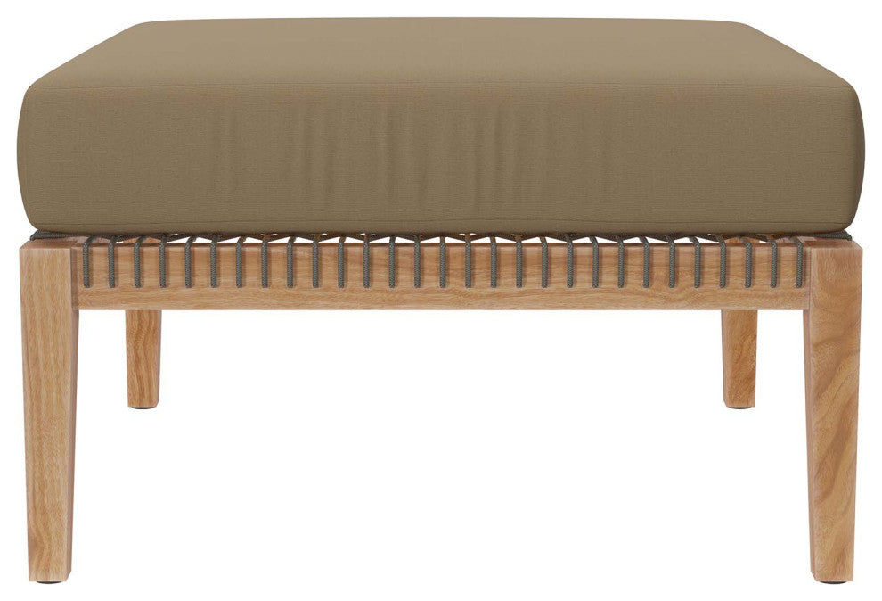 Clearwater Outdoor Patio Teak Wood 6-Piece Sectional Sofa, Gray Light Brown