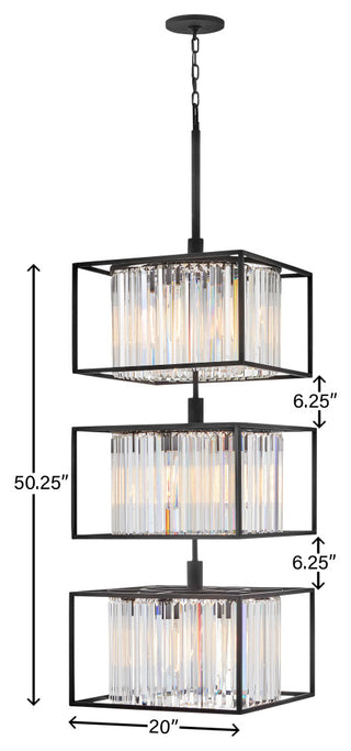 Hinkley 50.25" Giada Multi-Tier Modern Chandelier, Black + Prismatic Crystals