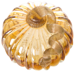 Amber Crackle Glass Pumpkin