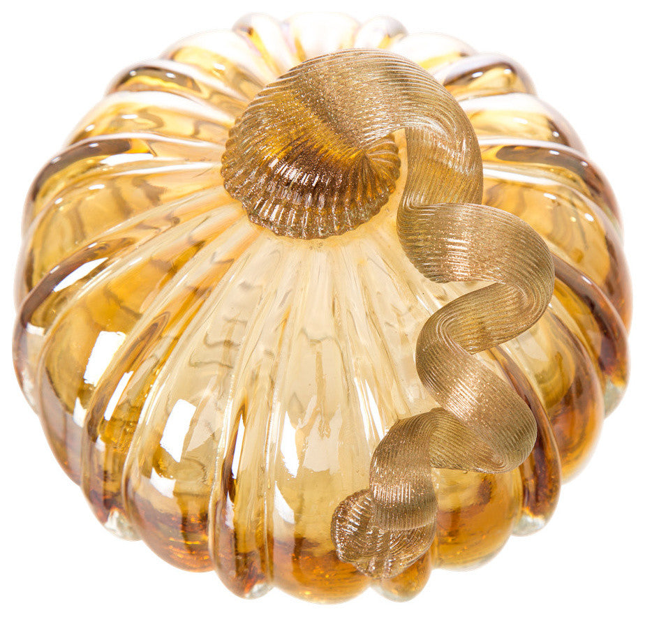 Amber Crackle Glass Pumpkin