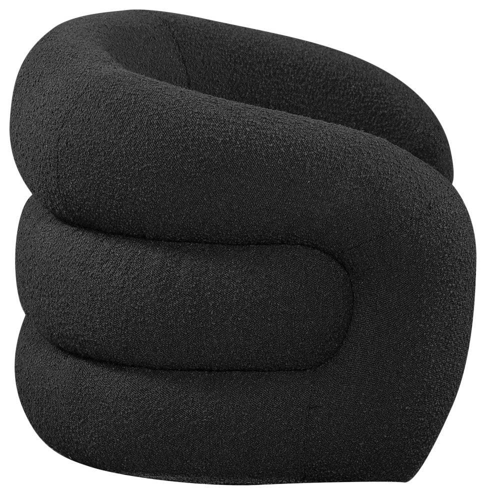 Roxbury Boucle Fabric Upholstered Swivel Accent Chair, Black