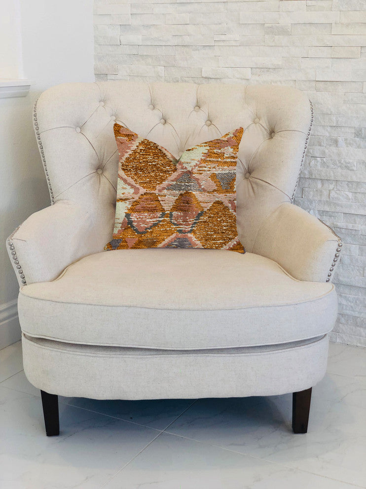 Mira Oasis Shades of Brown Luxury Throw Pillow, 26"x26"
