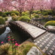 SamsGazebos Japanese Crescent Wood Garden Bridge 8 ft