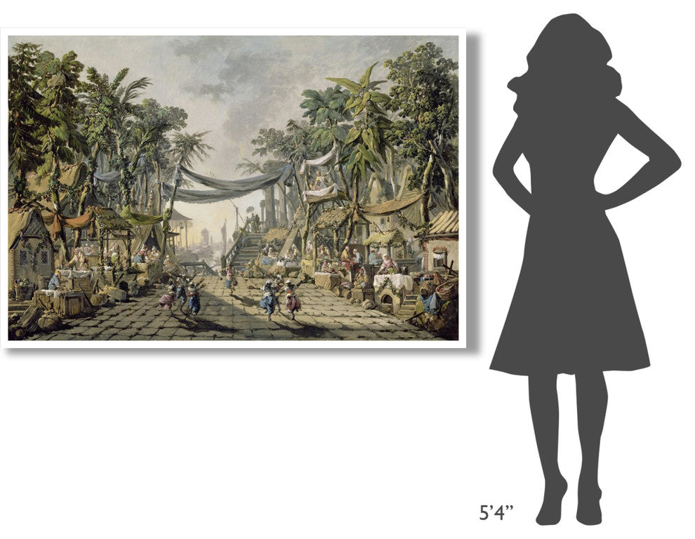 "Market Scene in an Imaginary Oriental Port" Paper Art, 62"x42"