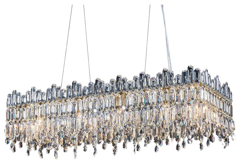 Royal Crown 12-Light Rectangular Crystal Chandelier