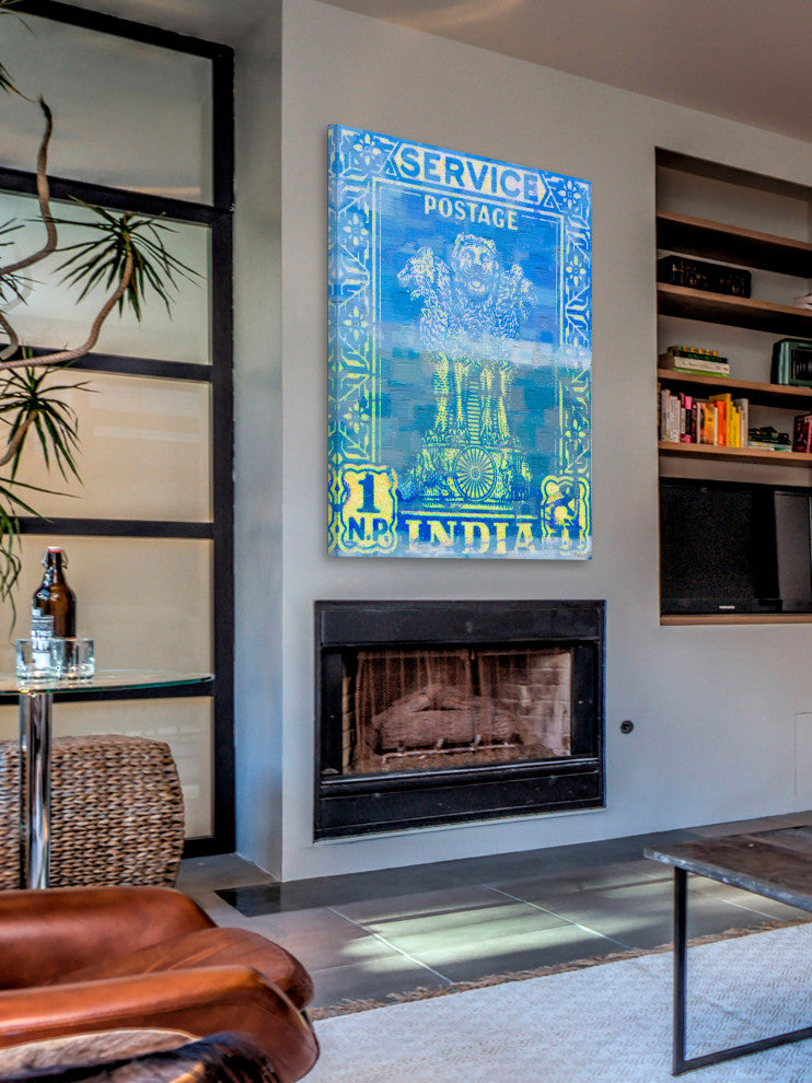 "India Postage" Painting Print on Wrapped Canvas, 20"x30"