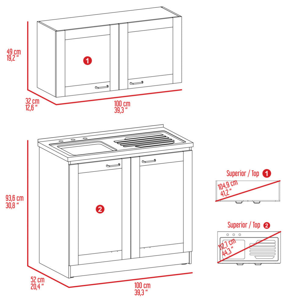 Perseus Cabinet Set, Light Gray