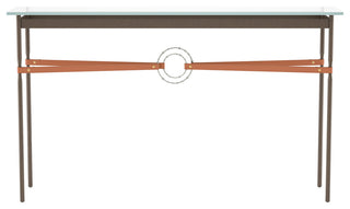 Equus Console Table, Bronze Finish - Sterling Accents - Chestnut Leather Strap