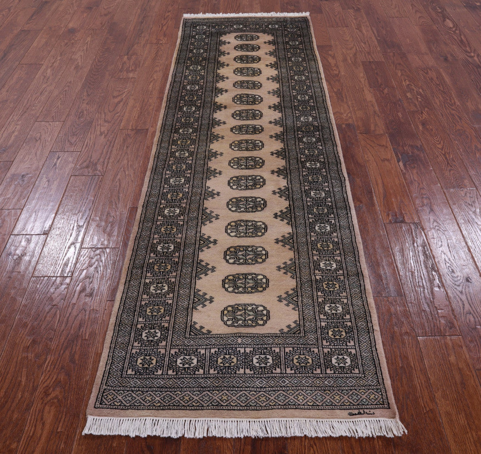 2' 6" X 8' 1" Runner Signed Silky Bokhara Handmade Wool Rug - Q13777