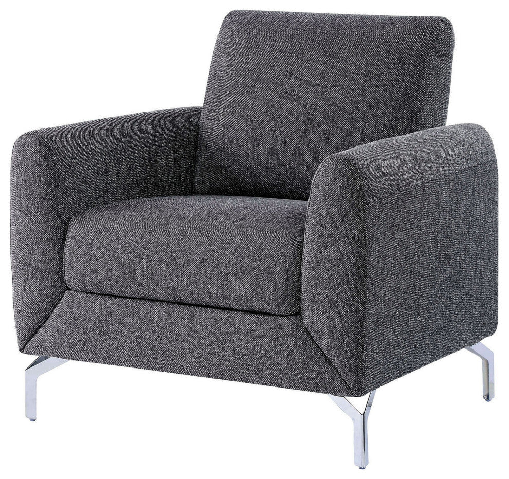 Benzara BM233864 Transitional Style Chair With Block Cushion Seat, Gray