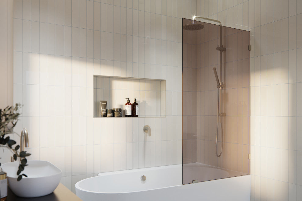 Bathtub Single Fixed Panels, Brushed Nickel