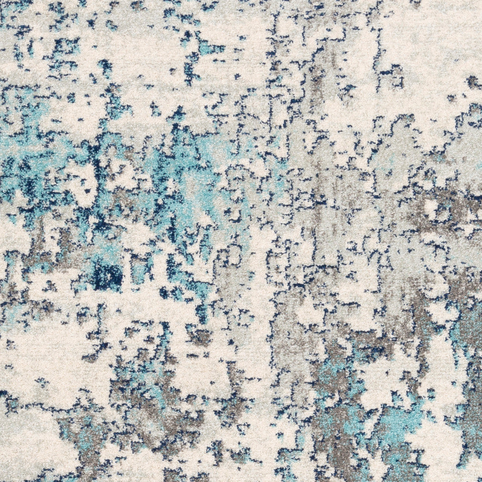 Surya Sunderland SUN-2300 10'x14' Rug, Navy/Aqua/Light Gray/White/Medium Gray