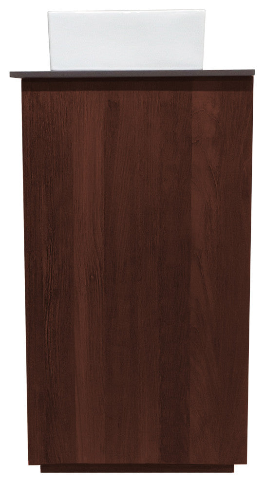 Rennes 36" Reclaimed Wood Vanity, Walnut With Slate Countertop/Vessel Sink