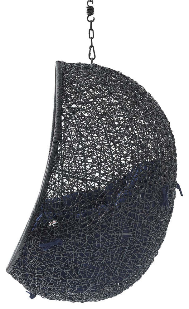 Swing Lounge Chair, Sunbrella, Black Navy Blue, Modern, Outdoor Patio Bistro
