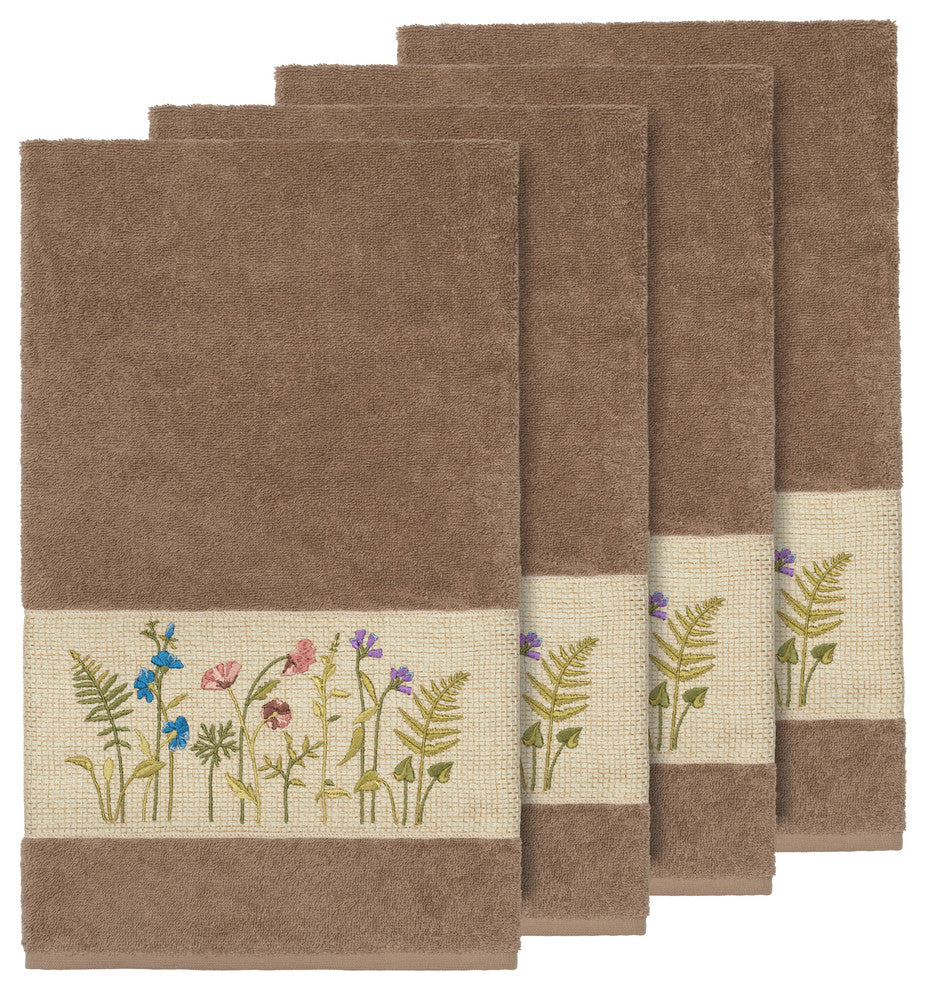 Serenity 4-Piece Embellished Bath Towel Set, Latte