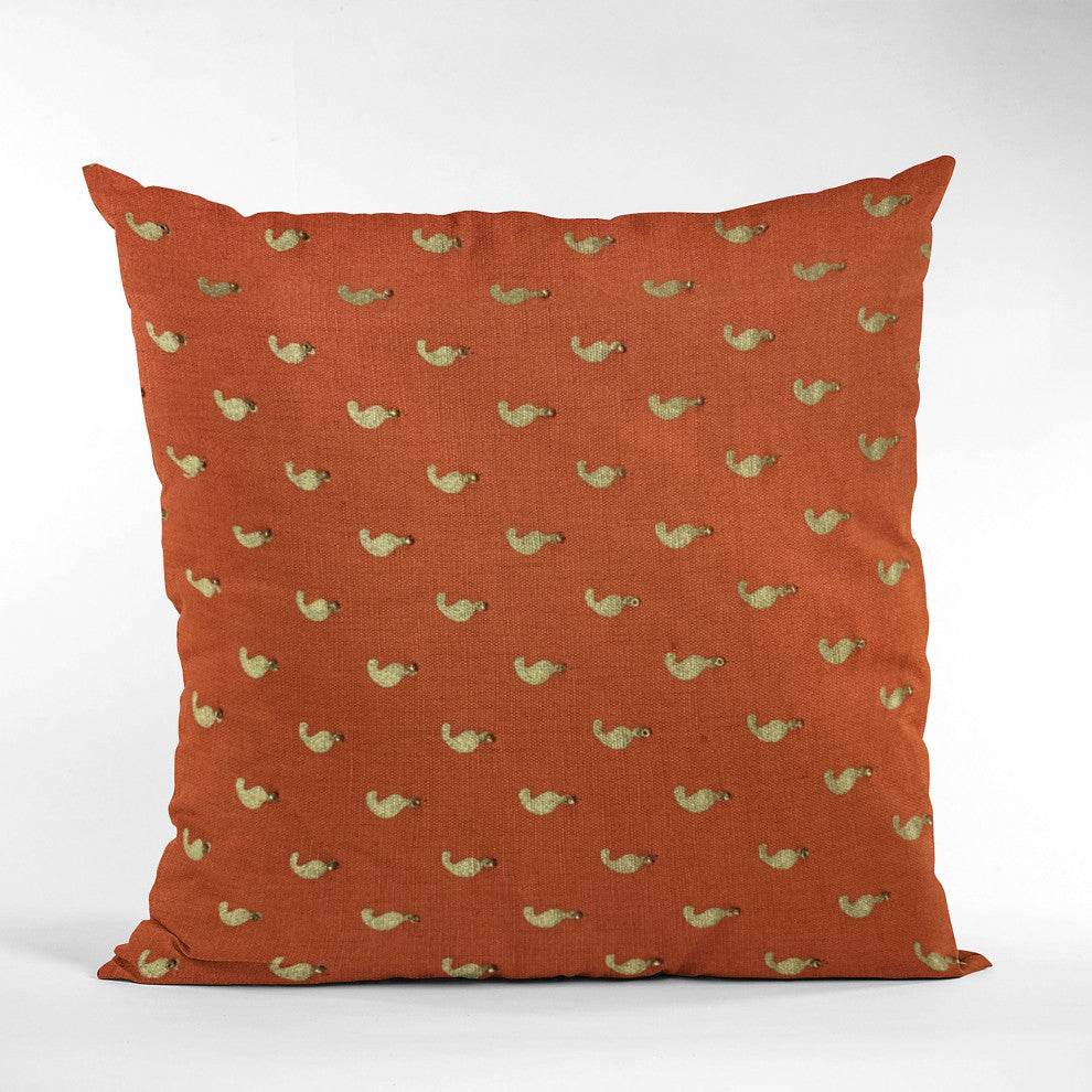 Plutus Red Beaded Motif Luxury Throw Pillow, 26"x26"
