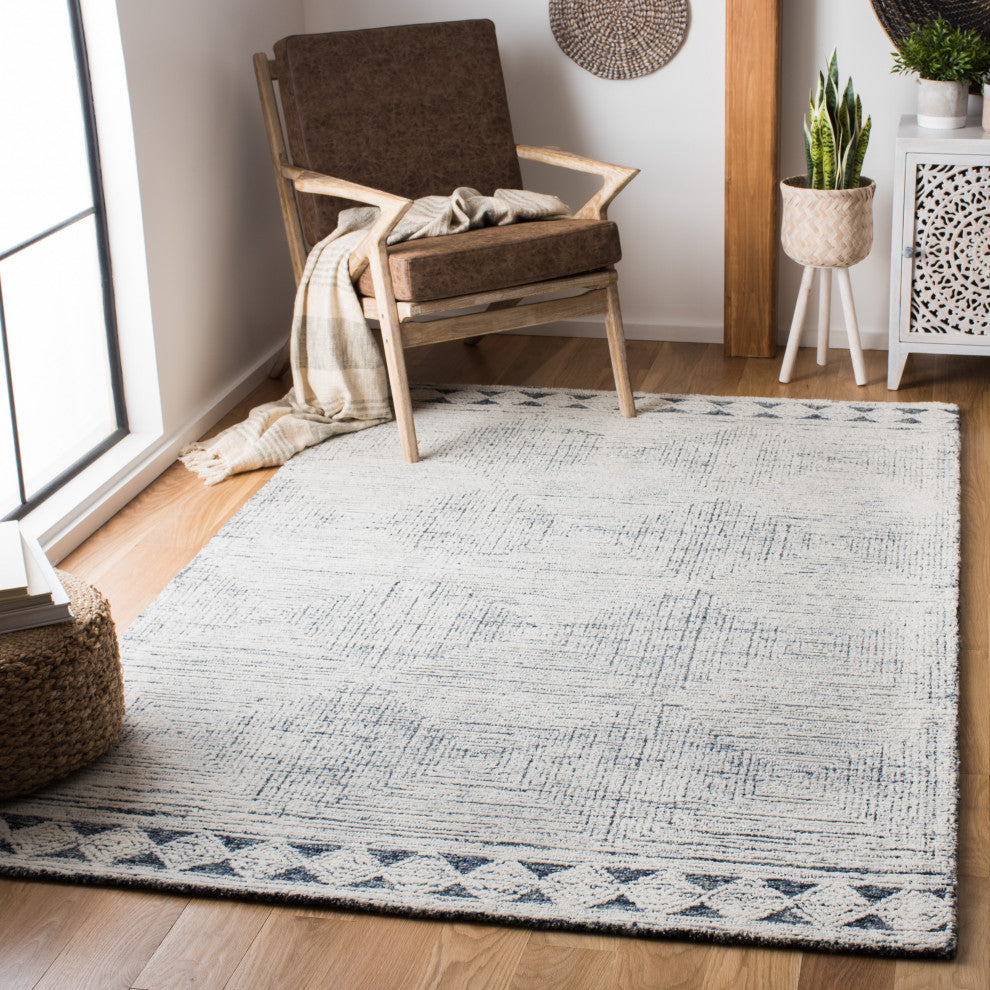 Safavieh Couture Abstract Collection, ABT349 Rug, Ivory/Navy, 3'x5'