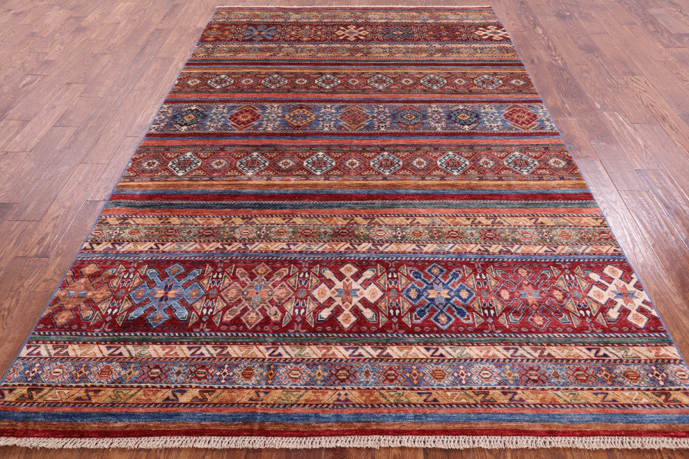 Hand Knotted Tribal Khorjin Wool Rug 6' 5" X 9' 10" Q7688