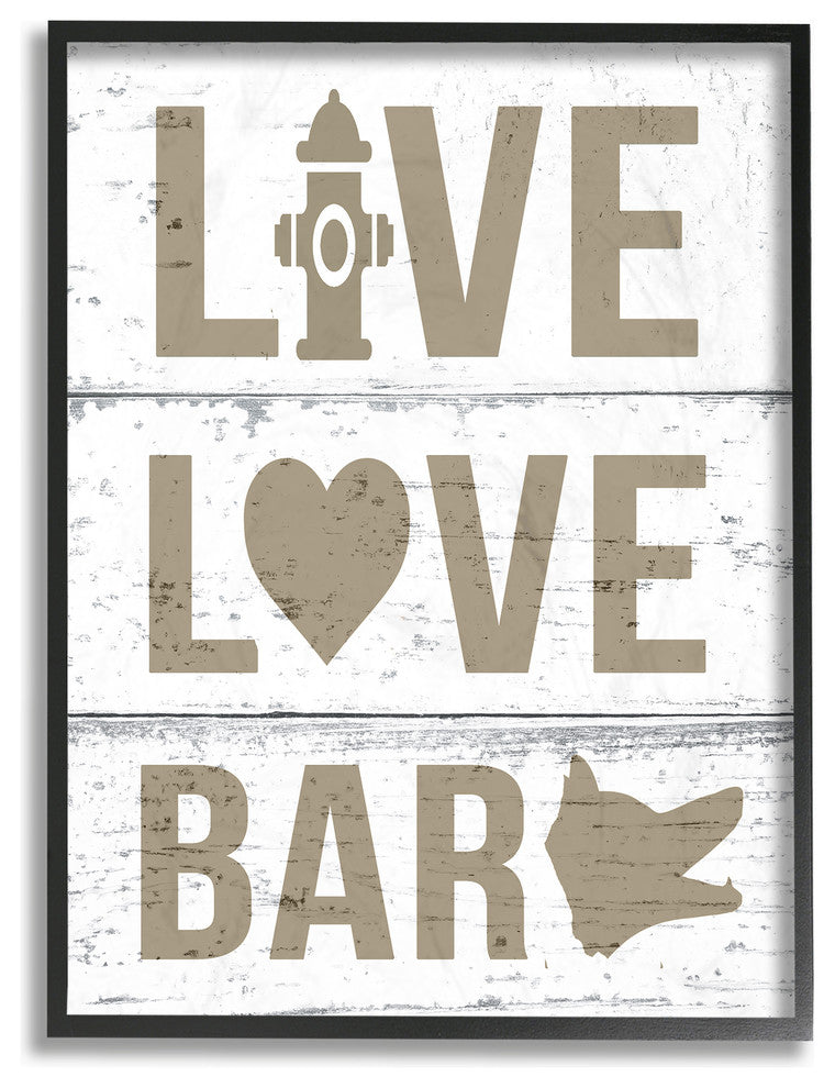 Live Love Bark, 11"x14", Framed Giclee Texturized Art