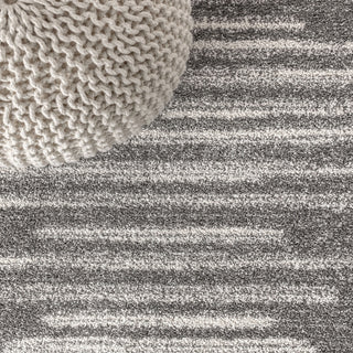 Aya Berber Stripe Geometric Area Rug, Gray/Cream, 2'x8'